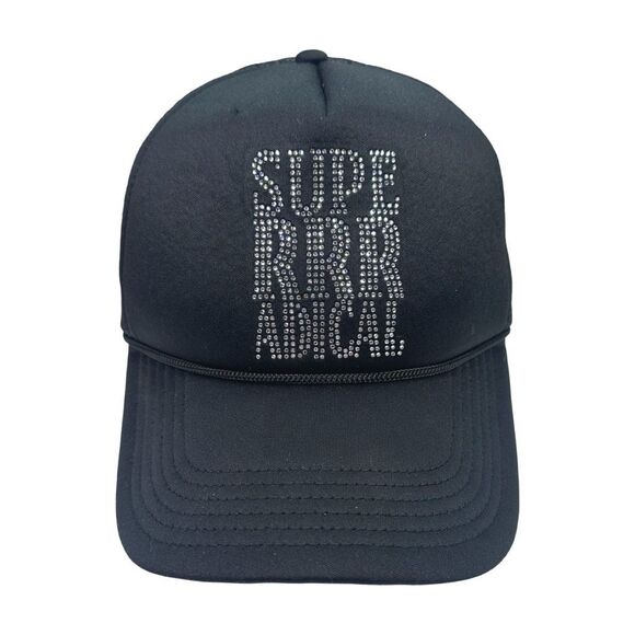 SupeRRRADICAL Mesh Back Rhinestone Trucker Hat - One Size - Picture 1 of 7